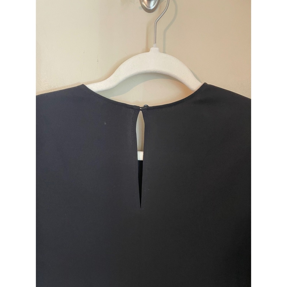 FRAME Black Bell Sleeve Keyhole Back Stretch Crepe Blouse Size M - Picture 6 of 7